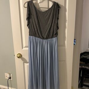 LOFT Gray and Light Blue Maxi Dress